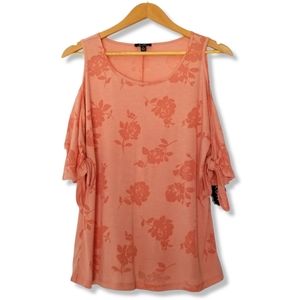 AUW | Melon/Peach | Scooped Neckline | Split Tie Slvs | Medium | Blouse | NWT